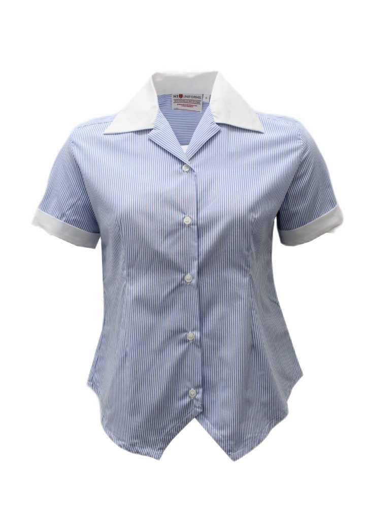 Wairarapa College Junior SS Blouse Blue/White