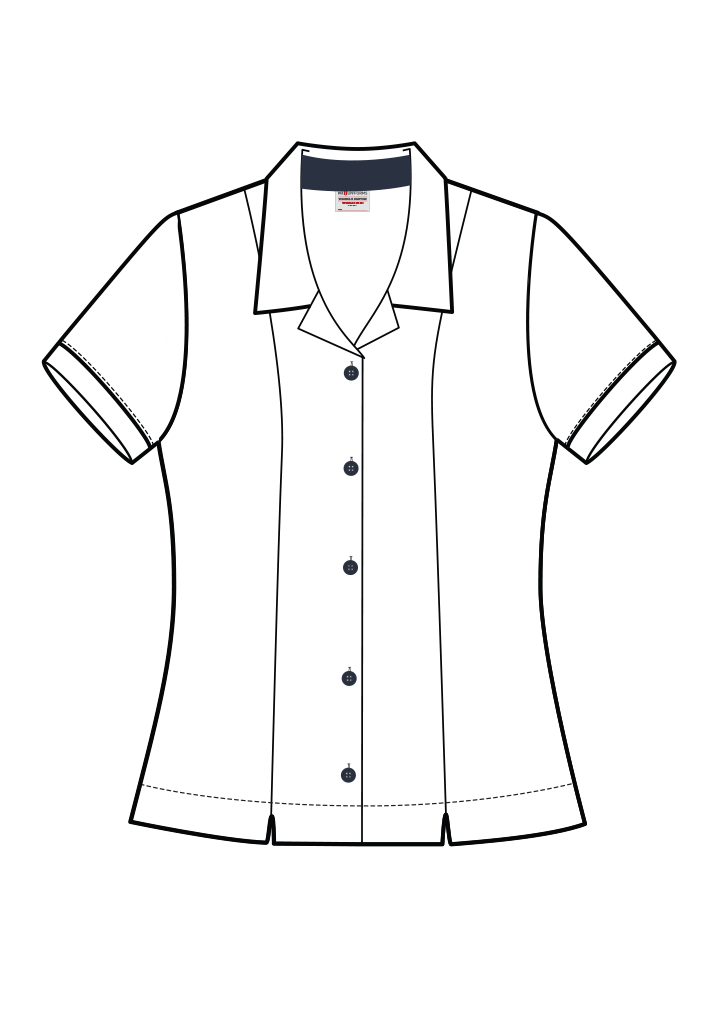 Wairarapa College SS Blouse White/Navy