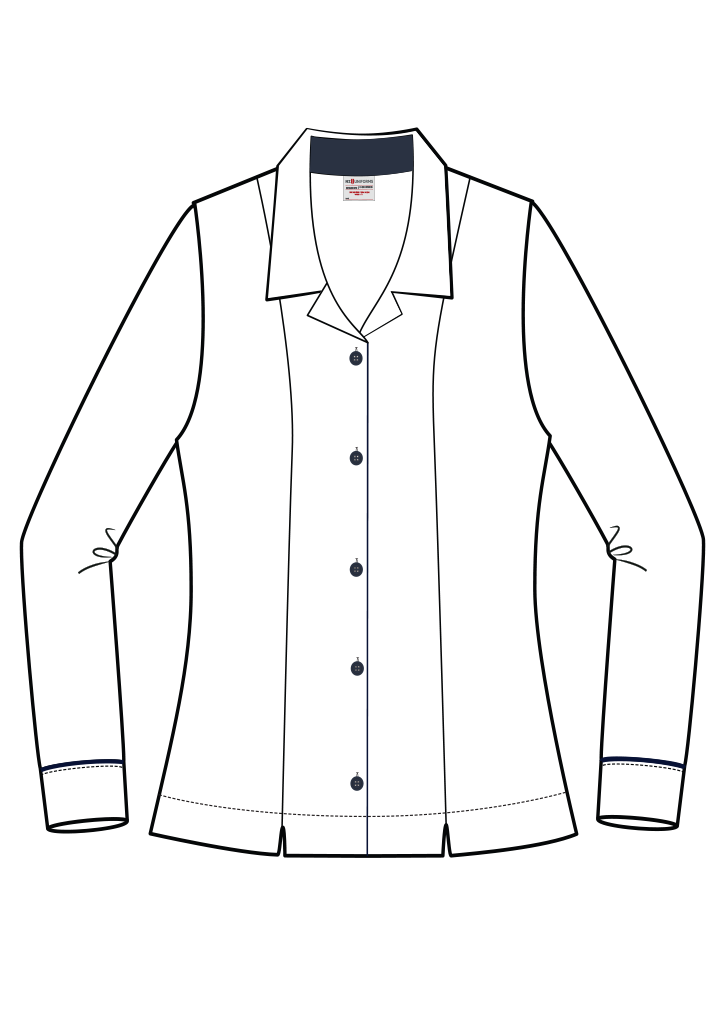 Wairarapa College LS Blouse White/Navy