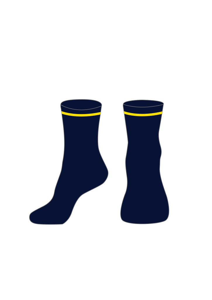 Wairarapa College Crew Socks [2 Pack] Navy/Yellow